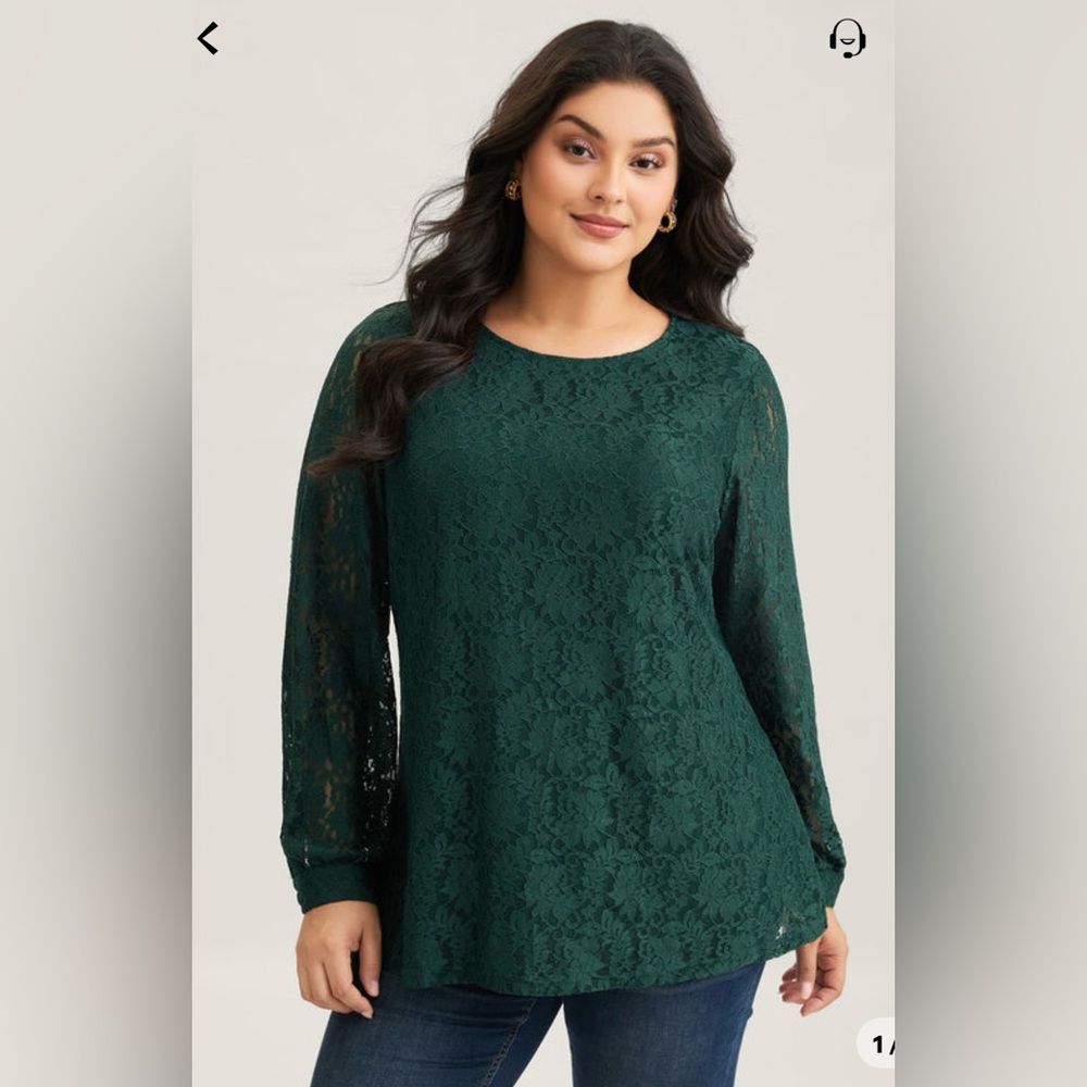 BloomChic Deep Green Lace Top